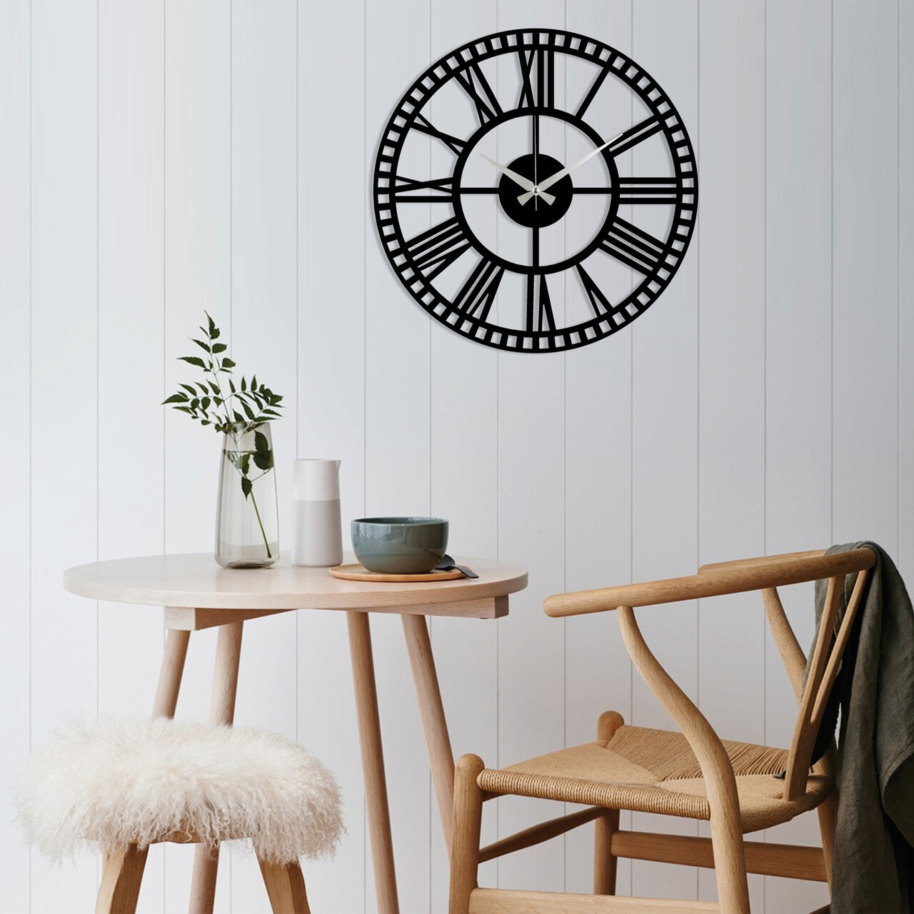 Ceas de perete, Metal Wall Clock 10, Dimensiune: 48 x 48 cm, Negru - imagine 4